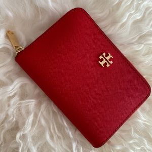 BRAND NEW Tory Burch Red Emerson Zip Coin wallet